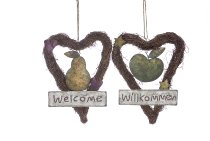 Hanger apple/pear with heart 2 asst.
