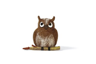 owl on branch brown 13 cm 6 pcs