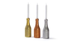 bottles 3 ass. gold/silver/copper 13 cm 24 pcs.