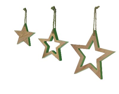 étoile natural/vert 30 cm SET/3 4 SETS
