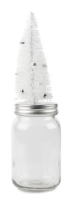 Verre avec couvercle et sapin blanc 30 cm 12 pcs.