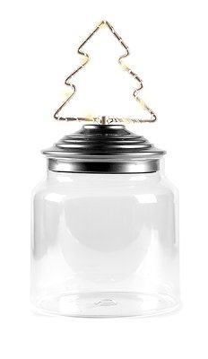Glas mit Tannen-Deckel + LED 22 cm VE 6
