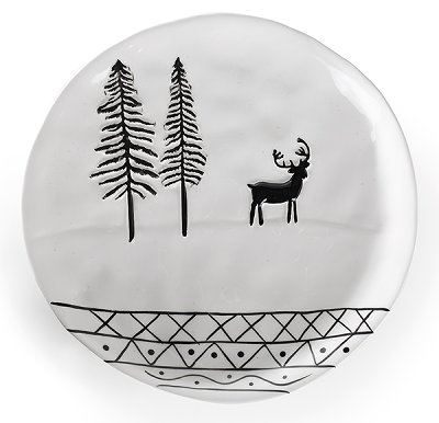 Plate with deer dolomite ø 24 cm 8 pcs