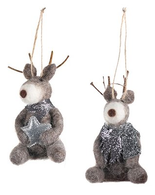 deer ornament 2 ass. 9 cm 12 pcs.