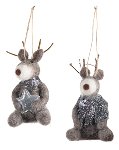 deer ornament 2 ass. 9 cm 12 pcs.