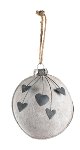 christmasball with hearts white/black 12 cm 6 pcs.