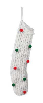 botte en laine à tricoter blanc à pois 48 cm