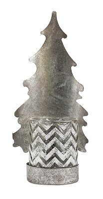 Teelichthalter Tanne silber 35 cm VE 4