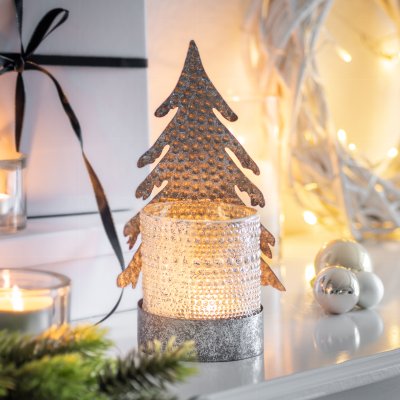 photophore sapin argent 23 cm 6 pcs.