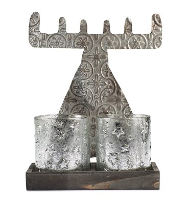 Tealightholder reindeer silver 23x30 cm 3 pcs.