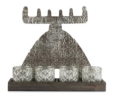 Tealightholder reindeer silver  35x30 cm 3 pcs.