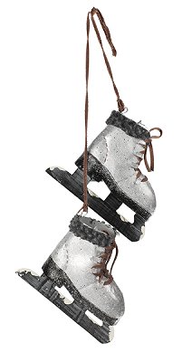 pair of metal skates glittered silver 12 cm 4 pcs.