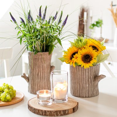 Pot de fleur tronc 4 pcs, 18ø14  cm