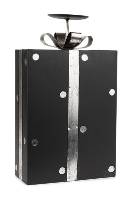 Kerzenhalter Geschenk schwarz/silber 22x37 cm VE 2