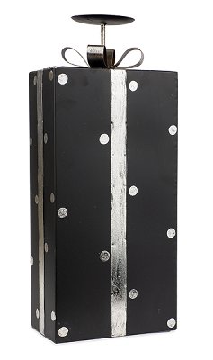 Kerzenhalter Geschenk schwarz/silber 20x48 cm VE 2