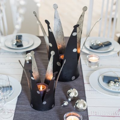 Photophore couronne noir SET, 2 SETS 24x37xm