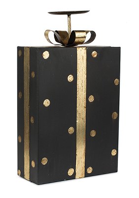 Kerzenhalter Geschenk schwarz/gold 22x37 cm VE 2