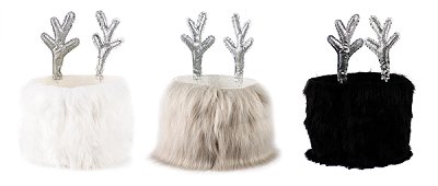 Fur basket reindeer 3 ass. 23ø14 cm 12 pcs