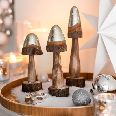 Pilz mit silberner Kappe 20 cm VE 8