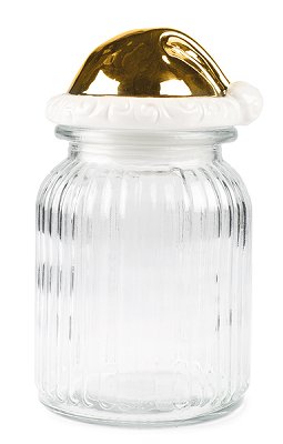 Glas mit Nikolausmütze gold