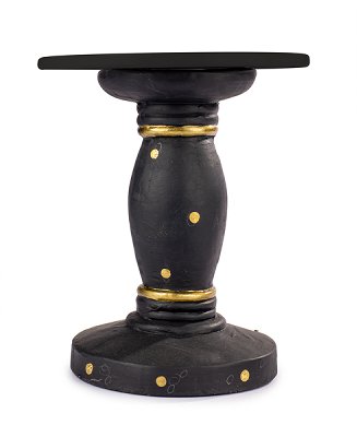 Assiette à gâteau noir points dorré