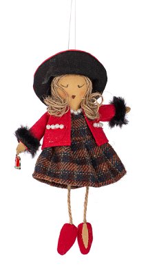 Dame en manteau rouge ornement
