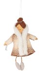 Lady in brown jacket ornament 20 cm 6 pcs.