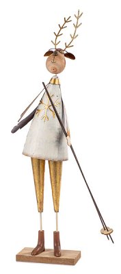 Rentier mit Skistöcken