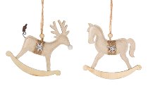 horse/reindeer ornament 2 ass. white 13 cm 12 pcs.