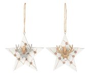star ornament with reindeer 2 ass. 13 cm 24 pcs.