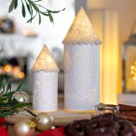 Laterne Turm + LED 10x30 cm VE 12