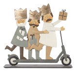 Holy kings on ride scooter