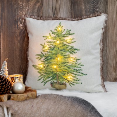 Coussin avec sapin LED