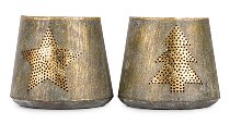 Teelichthalter Stern/Tanne 2 sort.
