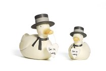 Duck with cylinder "I'm in love" 2 pcs 20x16 cm