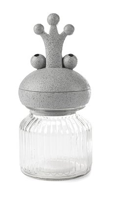 Glas mit Froschdeckel grau