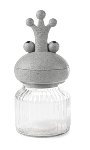 Glass with frog lid grey 24ø7 cm 4 pcs