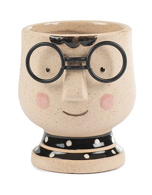 Blumentopf Herr mit Brille