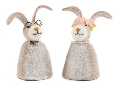 Eierwärmer Hase 2 sort. 14 cm VE 12