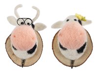 Kleiderhaken Kuh mit Perlenkette 2 sort.16 cm VE 6
