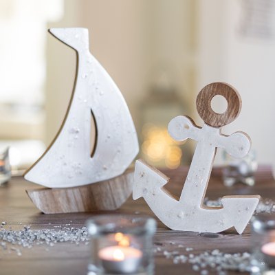 Segelboot natur/weiß