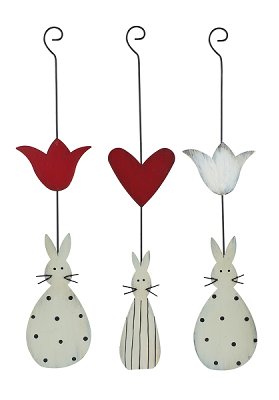 Lapin ornement avec de fleur ass par 3