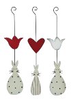 Lapin ornement avec de fleur ass par 3