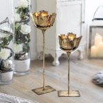 Teelichthalter Blüte gold