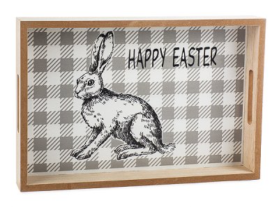 Tablett grau mit Hase
