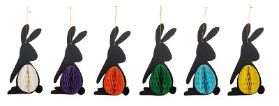rabbit ornament with egg 6 ass. 23 cm 24 pcs.