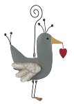 uccello grigio con cuore 13 cm, 6 pz.