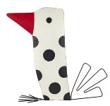 uccello biano con pois nere 47 cm, 2 pz.