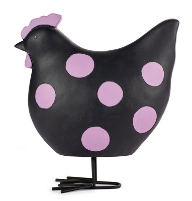 Huhn schwarz mit violetten Punkten