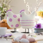 Huhn weiß mit violetten Punkten 25 cm VE 2